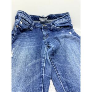 Kancan Women's Size 27 W7 Light Wash Blue Distressed Hem Ankle Length Jeans